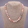 Colier din opal roz, cu mărgele netede, diametru aproximativ 10 mm, lungime 45 cm