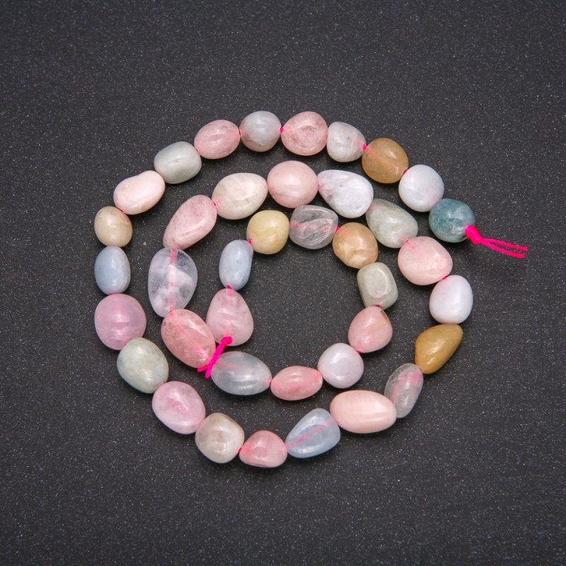 Perle din piatră naturală Morganit – formă rondelle, diametrul 9x12 mm, lungimea 38 cm