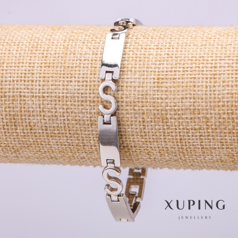 Brățară Xuping, grosime 7 mm, lungime 19 cm placată cu rodiu