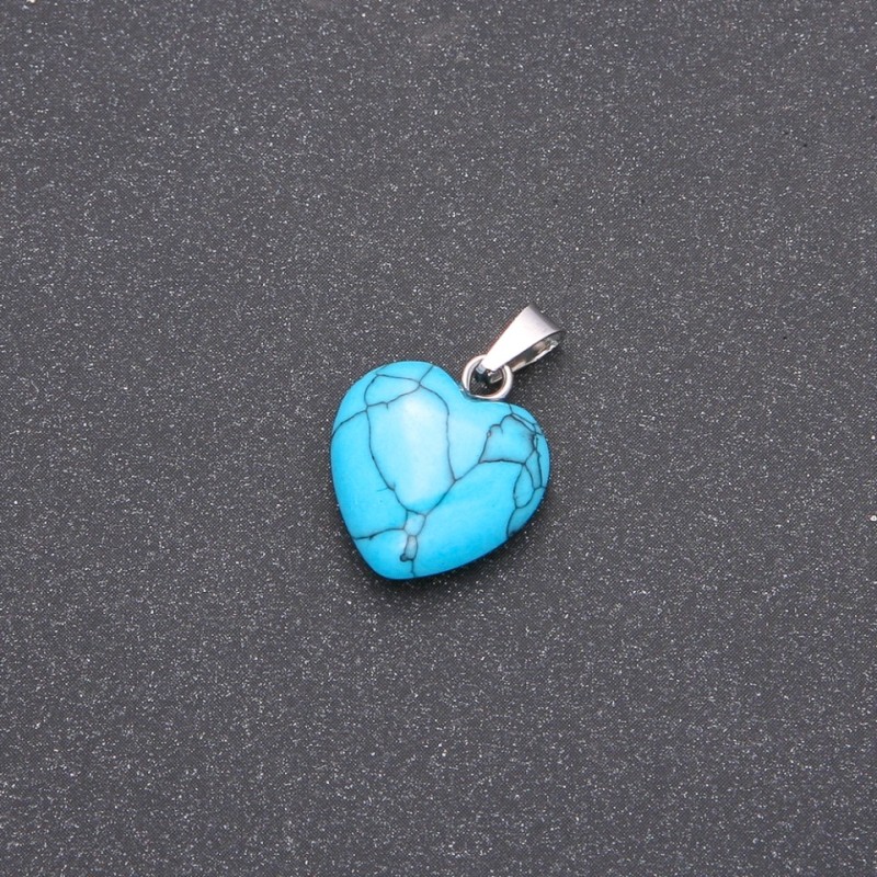 Pandantiv Inimă Turcoaz deschis 14×14×23 mm