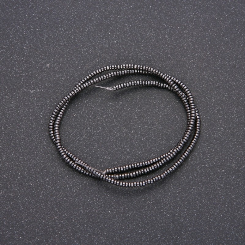 Mărgele din hematit, șnur cu rondel neted, diametru 2,3×1,5 mm, lungime 40 cm