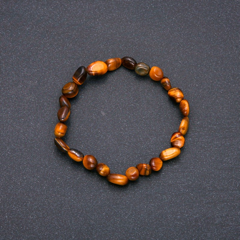 Brățară din piatră naturală ochi de tigru pe elastic, diametrul 7x9 mm (±), circumferința 18 cm