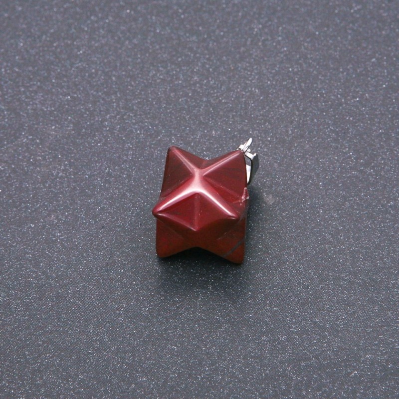 Pandantiv Merkaba din jasper roșu 10x10mm
