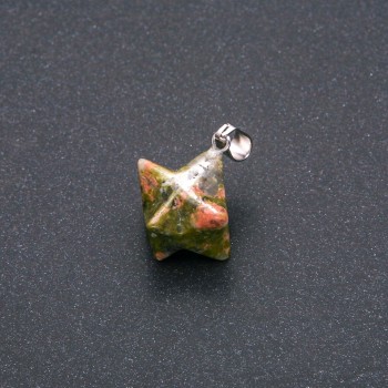 Pandant Merkaba din jasper și heliotrop, 10x10 mm