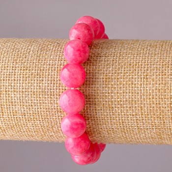 Brățară cu turmalin sintetic pe elastic, mărgele netede de 12 mm diametru, circumferința 18 cm