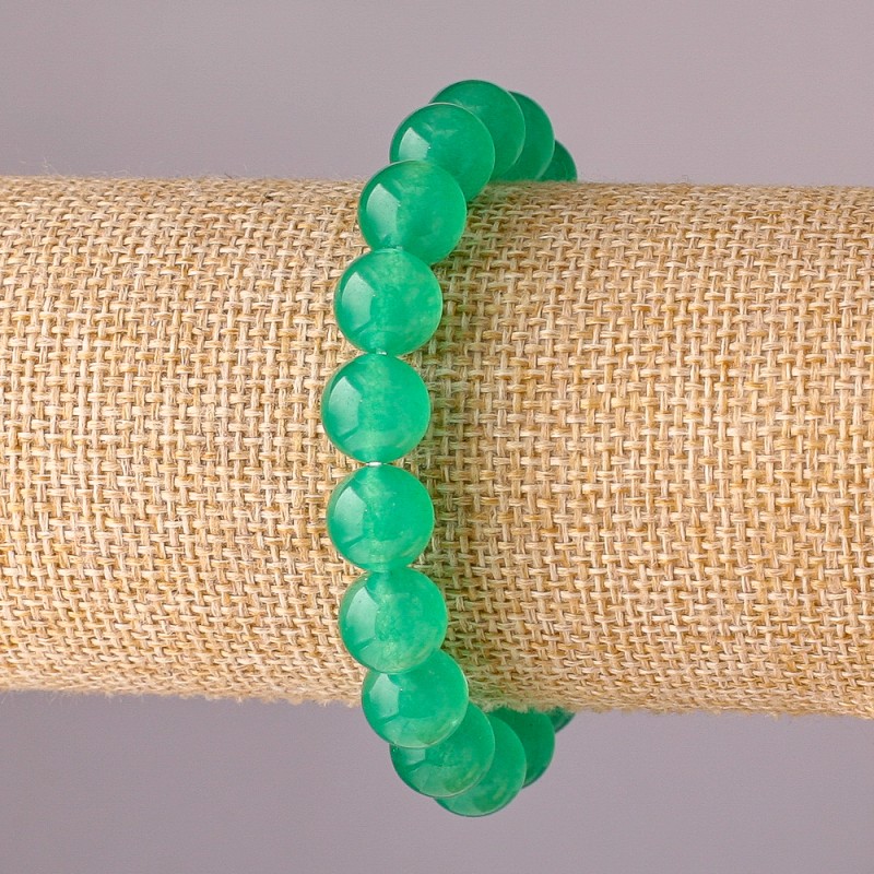 Brățară din jad pe elastic, mărgele netede, diametrul 10 mm, lungimea 18 cm