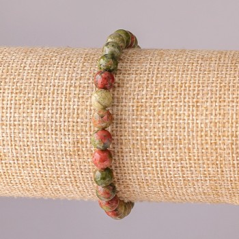 Brățară din jasper heliotrop, mărgele netede, diametrul de 6 mm, circumferința 18 cm