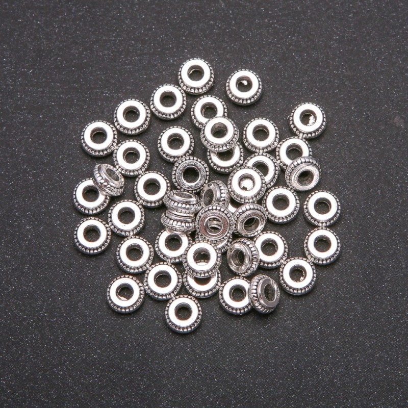 Feronerie pentru bijuterii – inserții pentru mărgele, culoare argintiu, diametrul 3x7 mm (+/-), ambalaj 20 g, 45 (+/-) buc.