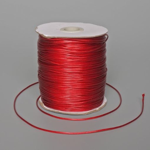 Furnitură șnur roșu cerat, diametru 1,5 mm, bobină, lungime 150 m
