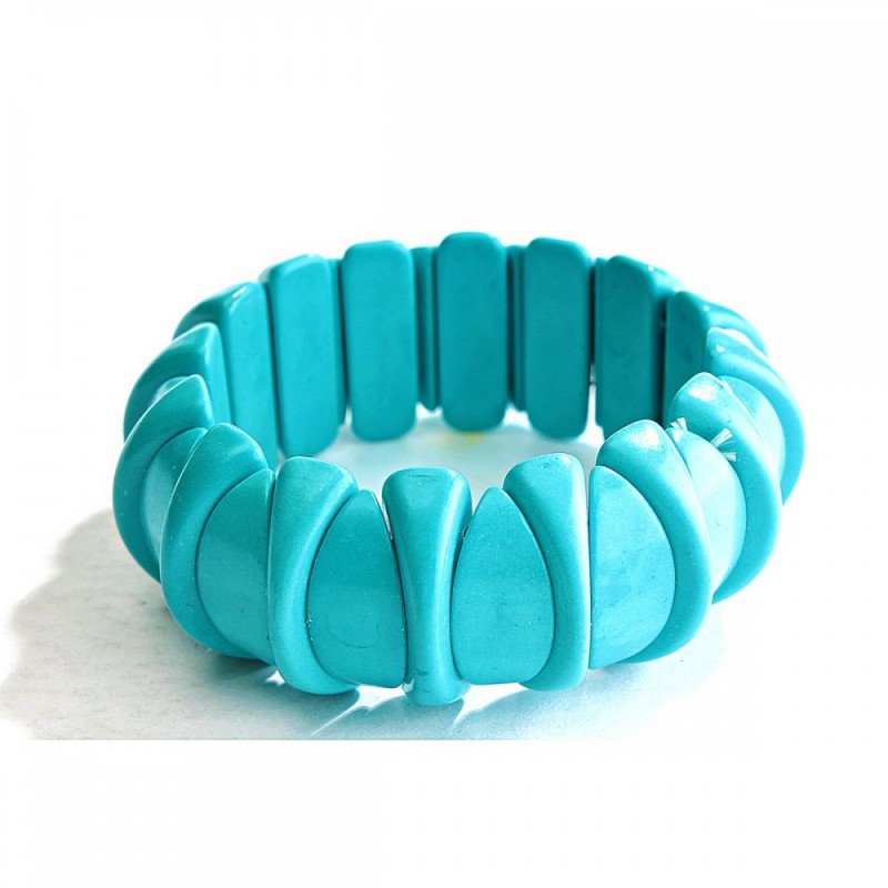 Brățară pe elastic turcoaz (artificial) mărgele rondel netede, diametrul 6x4 mm, lungime 18 cm