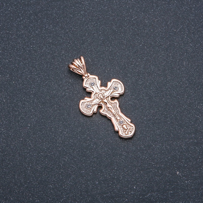 Pandant Cruce Xuping placat cu aur de 18K cu pietre albe 36x30x19mm +