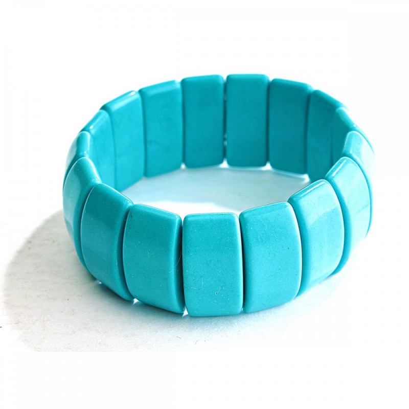 Brățară turcoaz presat cu zale, diametrul 25×12 mm, lungime 18 cm (elastică)