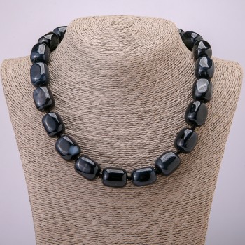 Colier din piatră naturală de agat în formă de bară, 20×15 mm, lungime 45 cm +