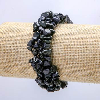 Brățară lată din aventurin, «Nisip albastru Noaptea Cairo», granulație 7 mm, circumferință 18 cm, lățime 2 cm