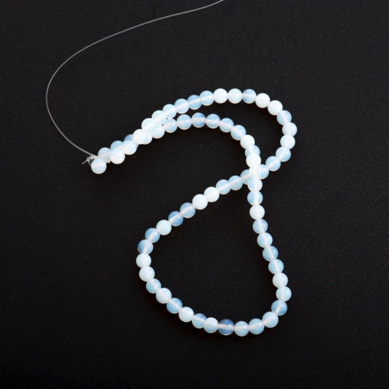 Mărgele pe șnur – Piatră Lunară (imitată), bilă netedă, diametrul 6 mm ±, lungime 37 cm ±