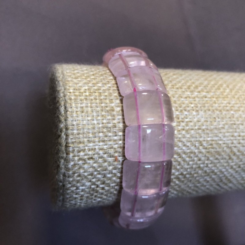 Brățară pe elastic, cuarț roz natural, verigă 15x11 mm+