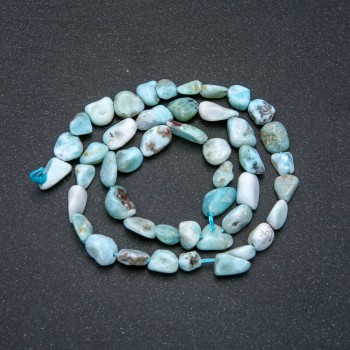 Mărgele Larimar fațetate pe șnur, piatră naturală, 6x10 mm, lungime 39 cm