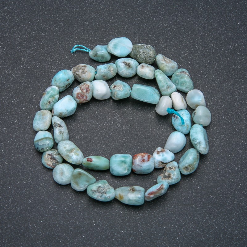 Mărgele pe șnur, piatră naturală Larimar, fațetate 9x10 mm, lungime 39 cm