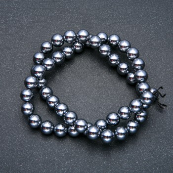 Mărgele pe șnur din terahertz, formă sferică netedă, diametrul 10 mm, lungime 39 cm