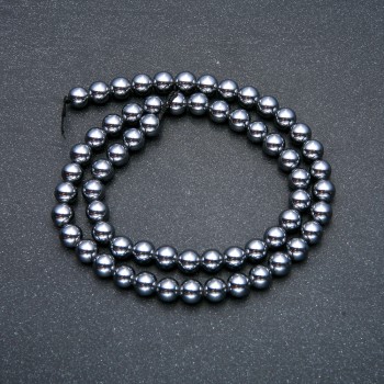Mărgele Terahertz pe șnur, bile netede, diametru 8 mm, lungime 39 cm