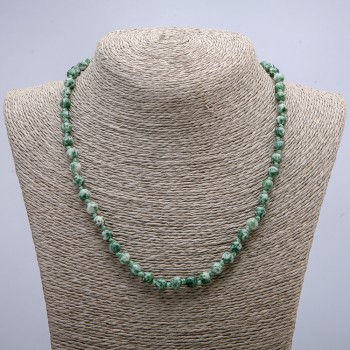 Colier din agat mușchi natural, bile netede, diametrul de 6 mm (±), lungime 53–55 cm