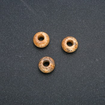 Mărgea Pandora din piatră naturală jasper peisaj 14×7 mm, diametrul găurii 5,5 mm