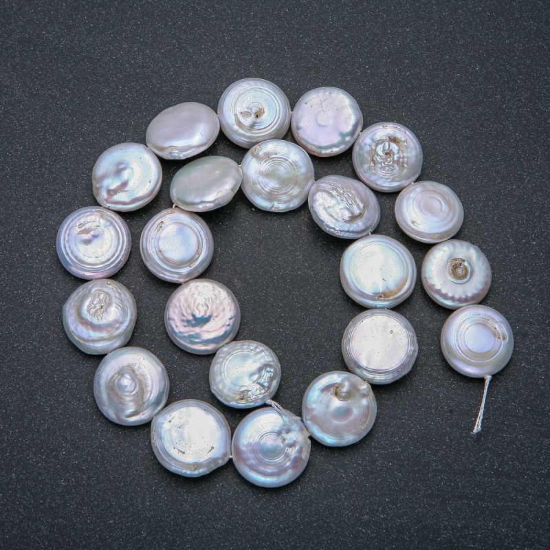 Șnur de perle baroce, diametrul 17 mm, lungimea 39 cm, cu reflexe de benzină