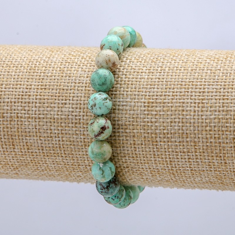 Brățară elastică din amazonit natural, diametrul 8 mm, circumferința 18 cm +