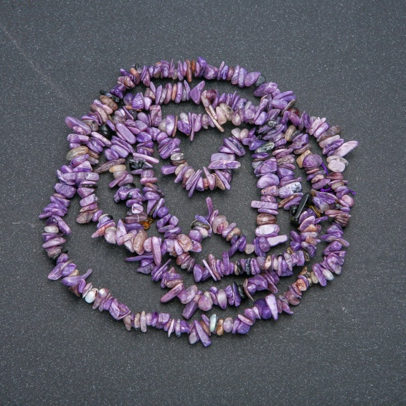 Șnur din piatră naturală charoit – fragmente, diametrul 7×2 mm, lungime 88 cm +
