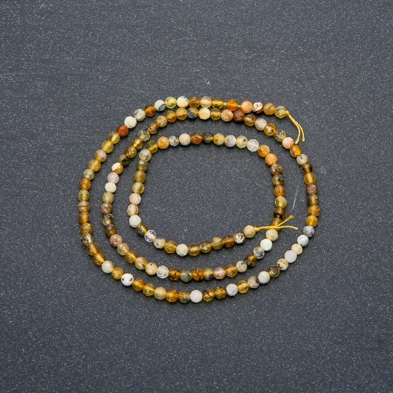 Șir din cuarț natural, mărgele fațetate rotunde, diametrul 3 mm, lungime 39 cm