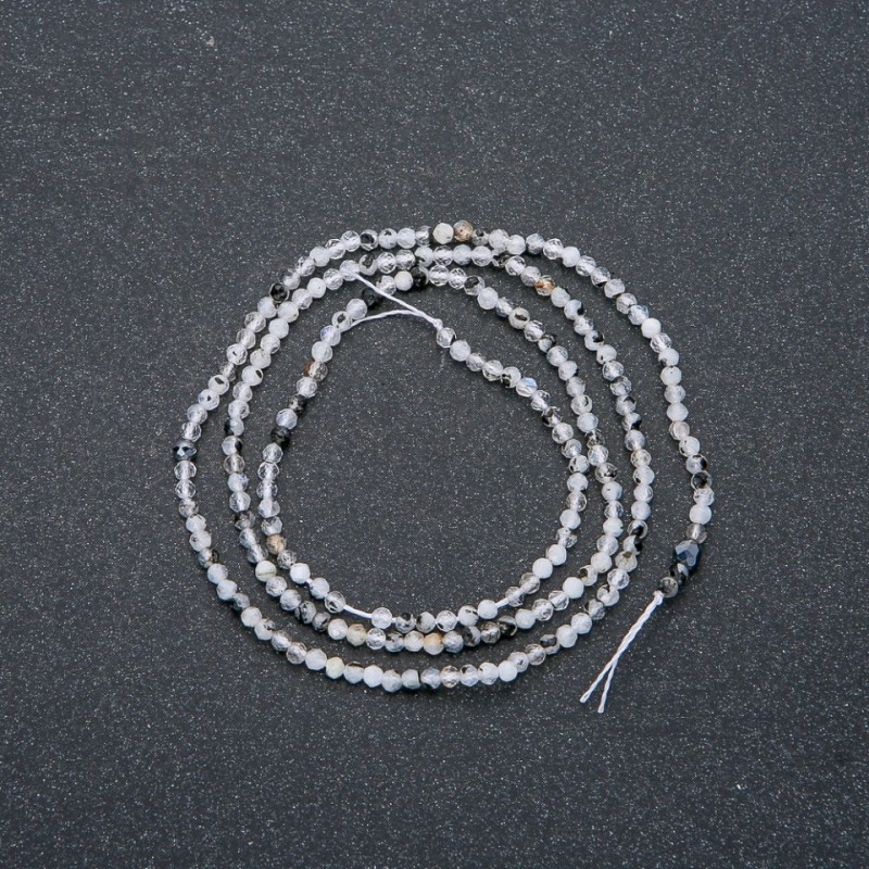 Șnur din adular natural, mărgea fațetată, diametrul de 2 mm, lungime 40 cm