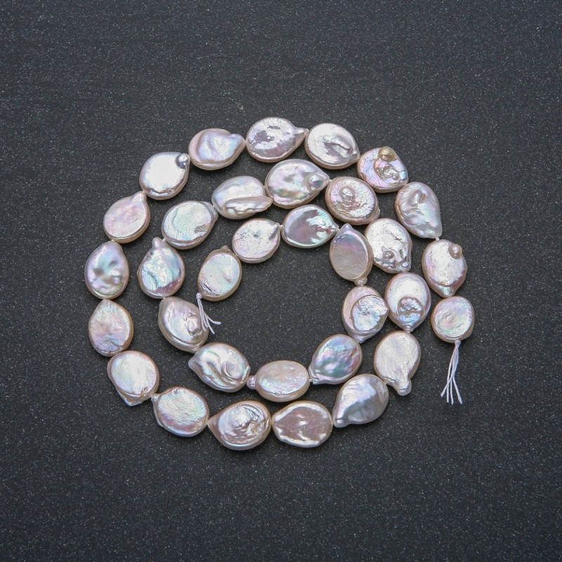 Șir de perle baroce naturale, diametrul 12x9 mm, lungimea 41 cm ± cu luciu de benzină