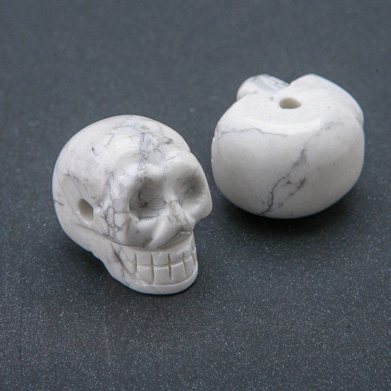 Mărgea în formă de craniu din howlit natural, 25×19 mm +