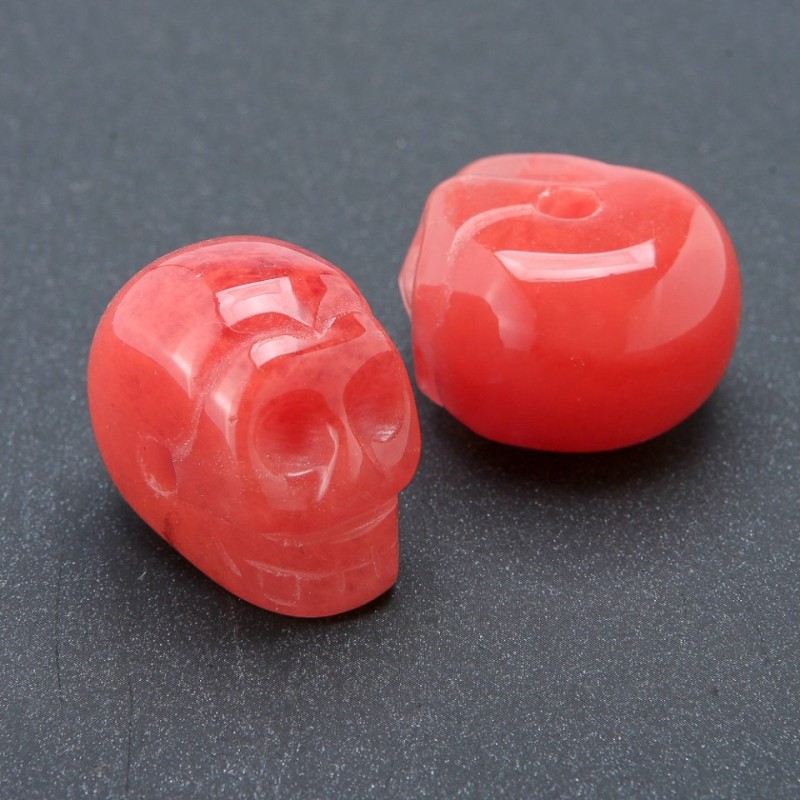 Mărgea din calcedonie naturală în formă de craniu 25×19 mm +