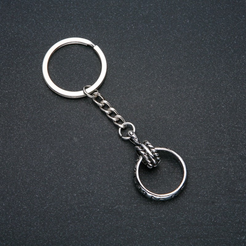 Breloc «Inel», diametru 15 mm, lungime 9 cm, +/- metal argintiu