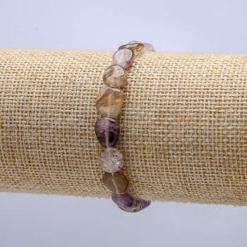 Brățară elastică din piatră naturală ametrin, fațetată, diametrul 8x10 mm, circumferința 18 cm +