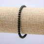 Brățară pe elastic din șungit natural, mărgele netede, diametrul 4 mm, lungime 18 cm +