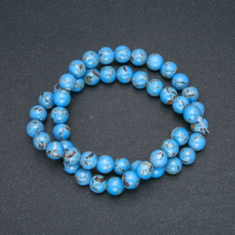 Mărgele din jasper imperial albastru (presat), bilute netede, diametru 8 mm, lungime 40 cm