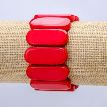 Brățară pe elastic din coral presat, verigi netede 33×13 mm+