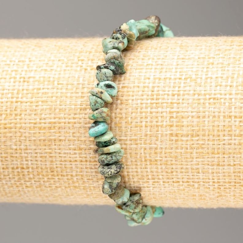 Brățară pe elastic din amazonit natural – fragmente, diametrul 7×3 mm