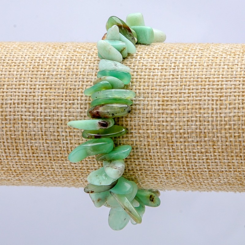 Brățară elastică din piatră naturală Crizopraz, fragmente în formă de ac, diametrul 15×5 mm+