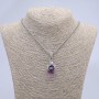 Pandantiv „Labă cu bilă” mov, 45 x 15 mm, pe lanț, lungime 70 cm, metal argintiu
