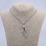 Pandantiv „Pene cu ochiul dragonului” 65×23 mm, pe lanț, lungime 70 cm +/-, metal argintiu