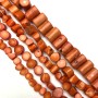 Mărgele din coral natural portocaliu, tăiate, greutate fir de la 50 g, diametru 12×10 mm, lungime 39 mm ± (preț per 100 g)