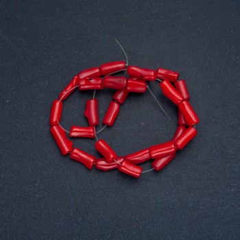 Mărgele din coral natural, tăiate, pe șnur, diametrul 8–15×4–6 mm, lungime 39 cm, sortiment de dimensiuni