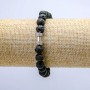 Brățară pe elastic din lavă vulcanică, diametrul de 8 mm (+/-) cu ganteră