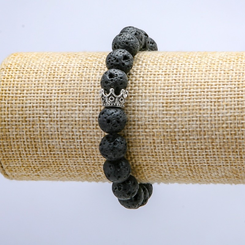 Brățară din lavă pe elastic, diametrul de 10 mm ±, cu coroană
