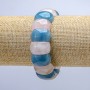 Brățară elastică din piatră naturală cu cuarț roz și acvamarin, lanțuri netede 20×12 mm+