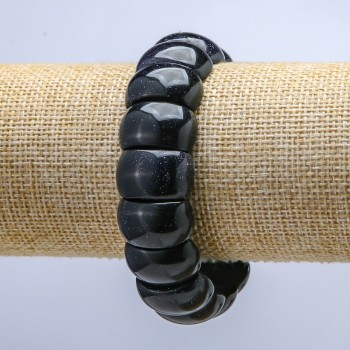 Brățară elastică din aventurin natural, verigi plate 20×12 mm