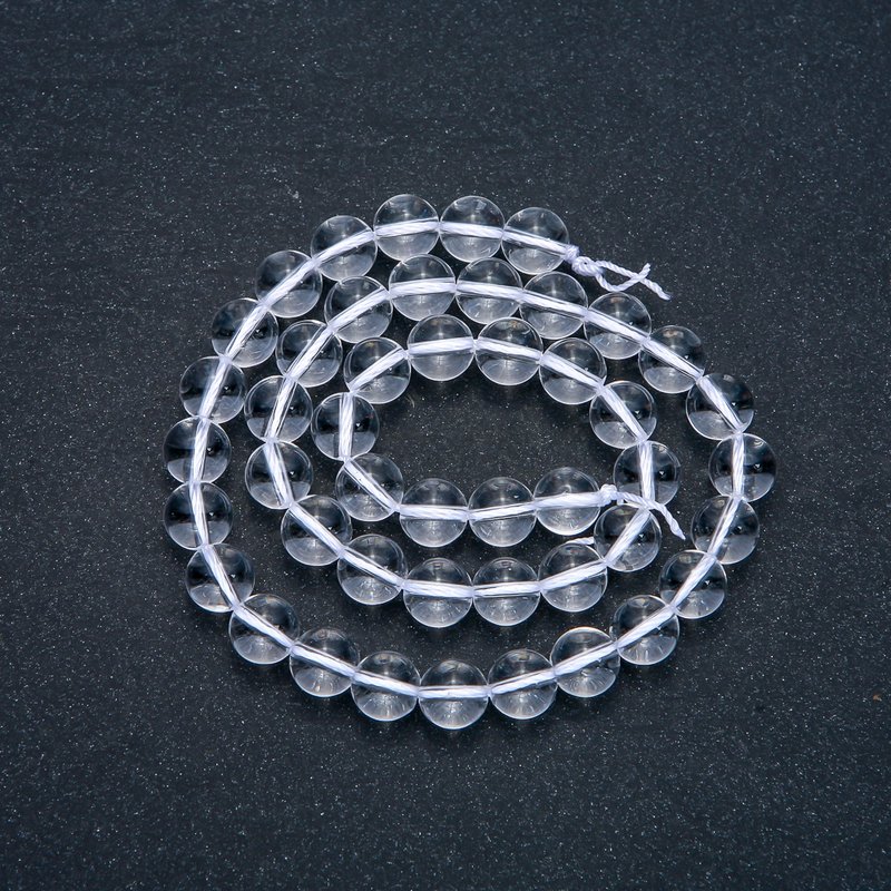 Mărgele din cristal de munte pe șnur, formă sferică netedă, diametrul 8,5 mm, lungime 38 cm